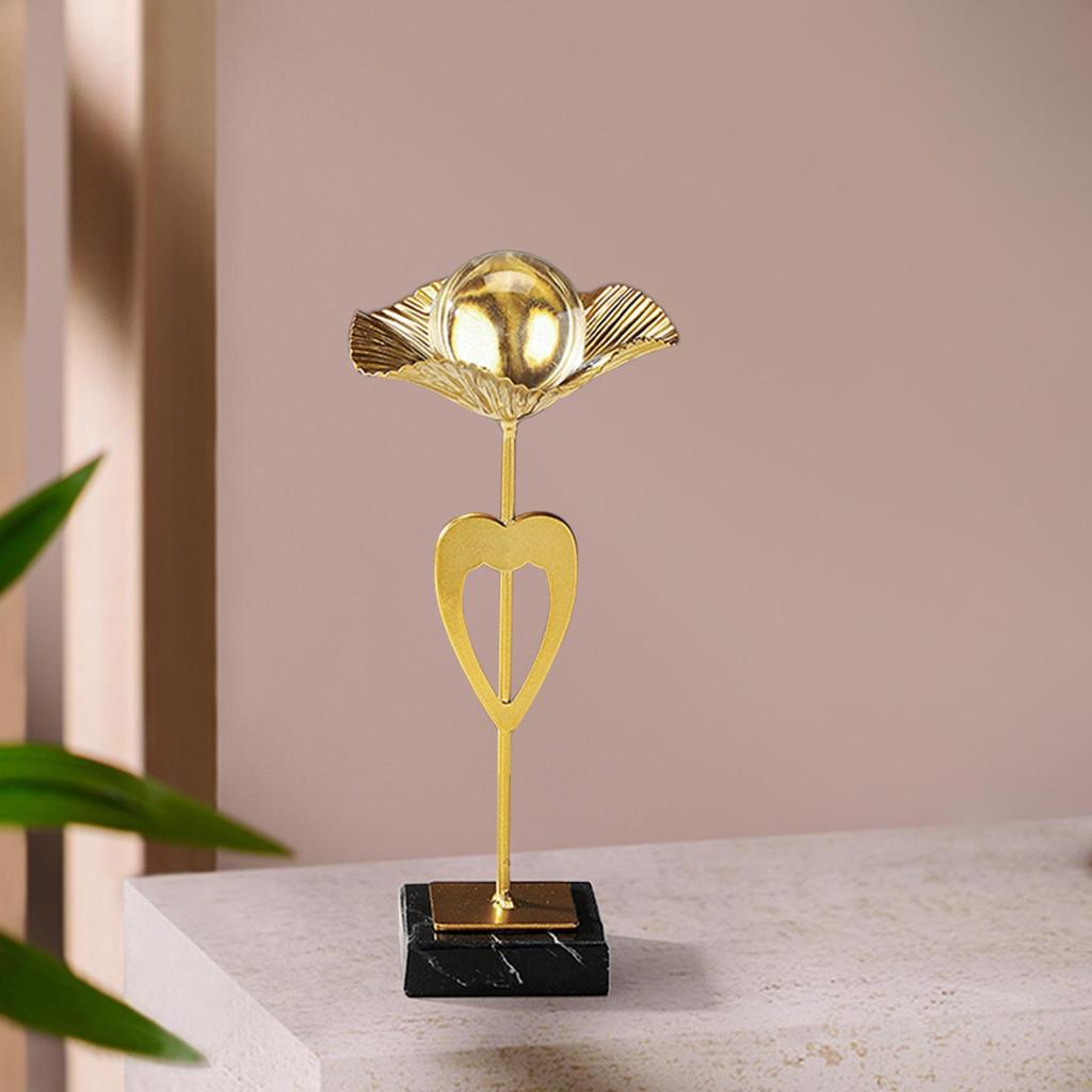 Ball Ornament Figurine Sculpture Home Collectible Birthday Metal Leaf Statue