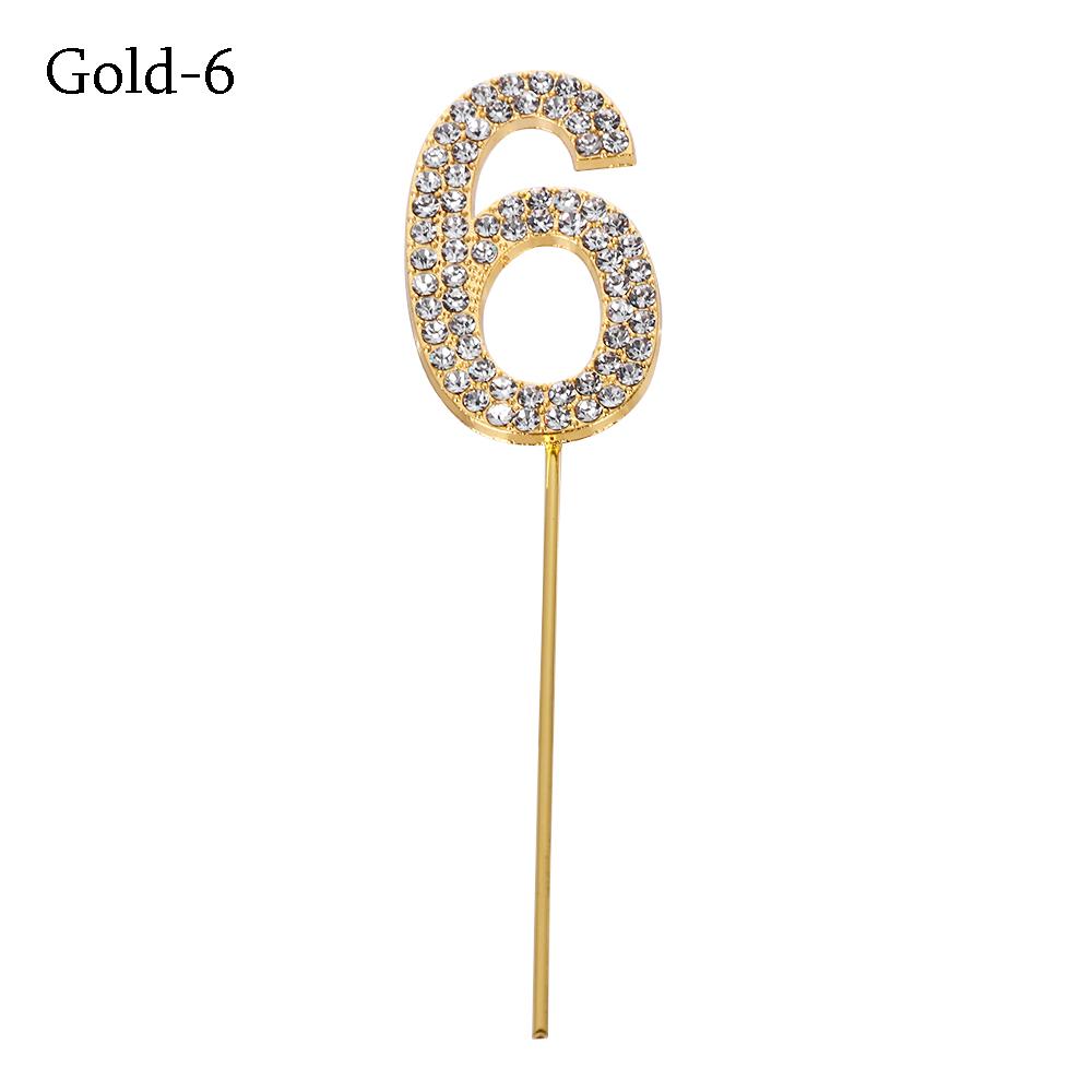1PC Number"0-9" Cake Topper Gold Diamond-studded Cake Topper for Dessert Anniversary Birthday Party Decoration Wedding Supplies
