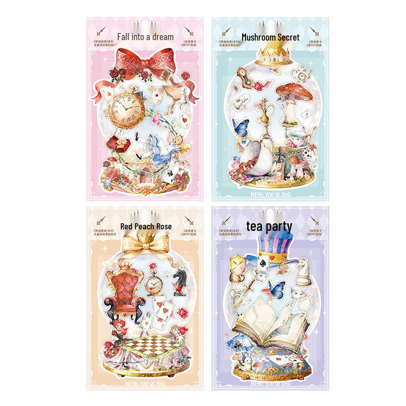 Alice's Wonderland Scenery Stickers: Crystal Ball, Journal Miniatures, DIY Decoration Pack