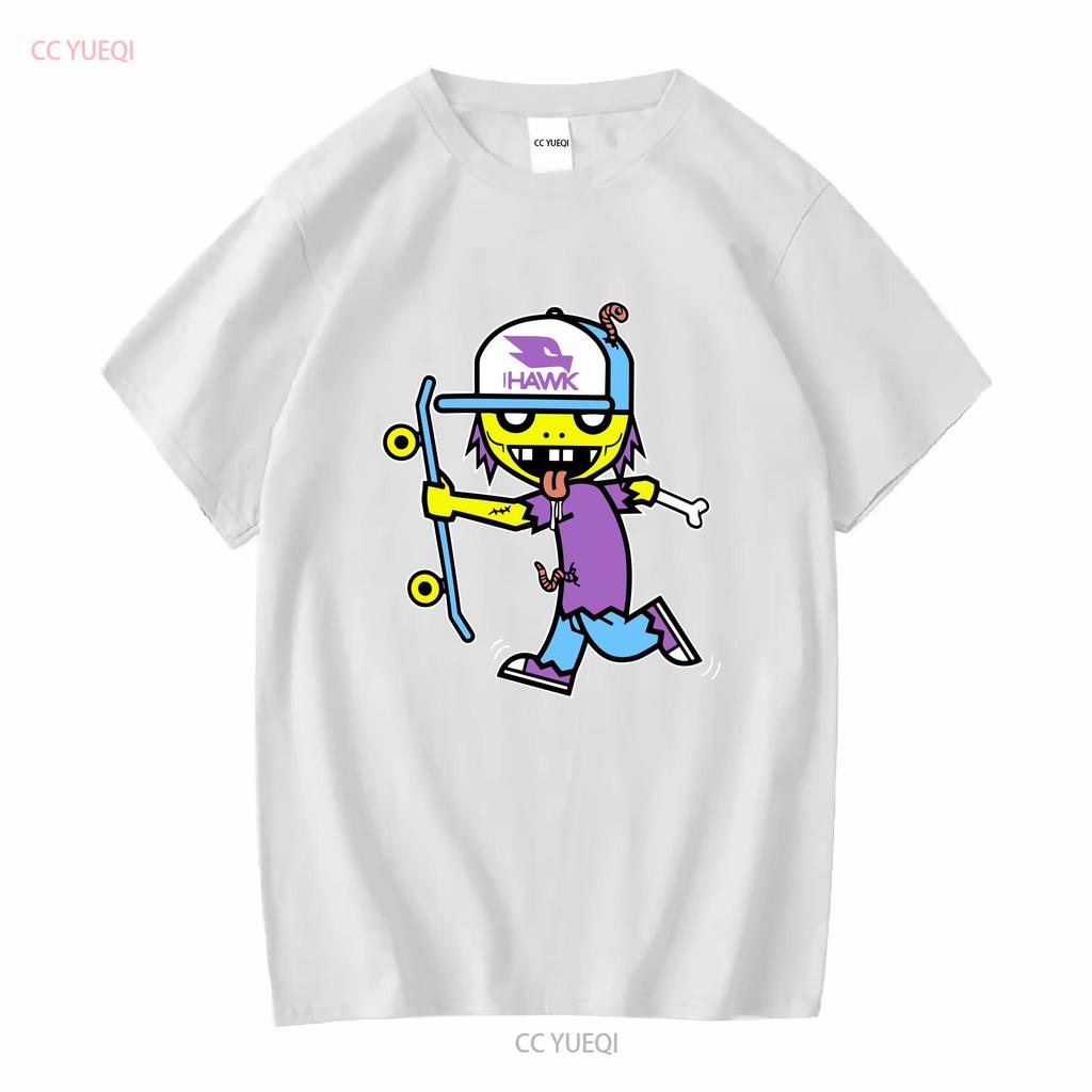 Tony Hawk Zombie Skateboarding T-shirt Blå Skjorta Ungdom Medium Polyester vintage Tvättad Mångsidig Topp För Vardagsbruk