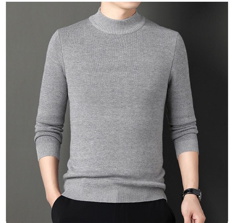 Men's Winter Velvet Pullover Sweater - Anti-Cold, Thick, Half-High Collar, Luxurious, Warm to -15°C