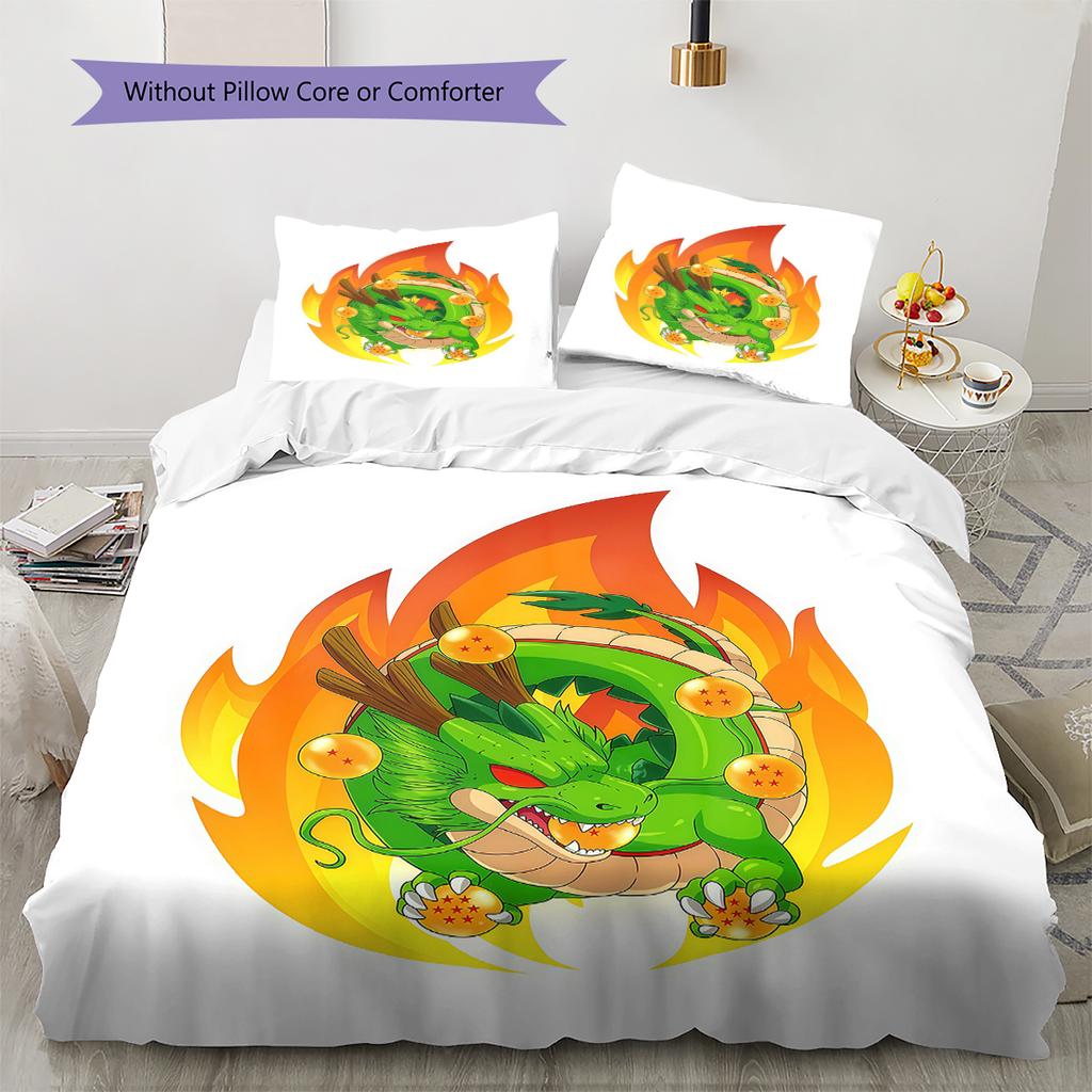 Shenron Pattern Bedding,Quilt Set Quilt Cover Pillowcase Home Birthday Gift (1 * Duvet Cover + 2 * Pillowcase, Without Core)