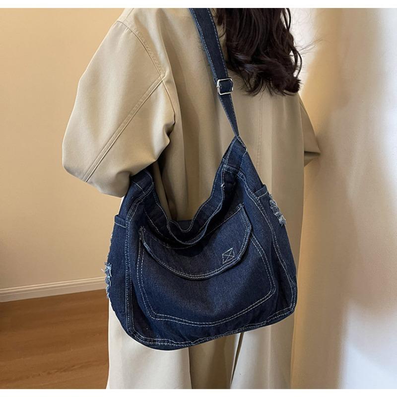 2025 New Denim Bag Ladies Casual Hundred Shoulder Tote Bag