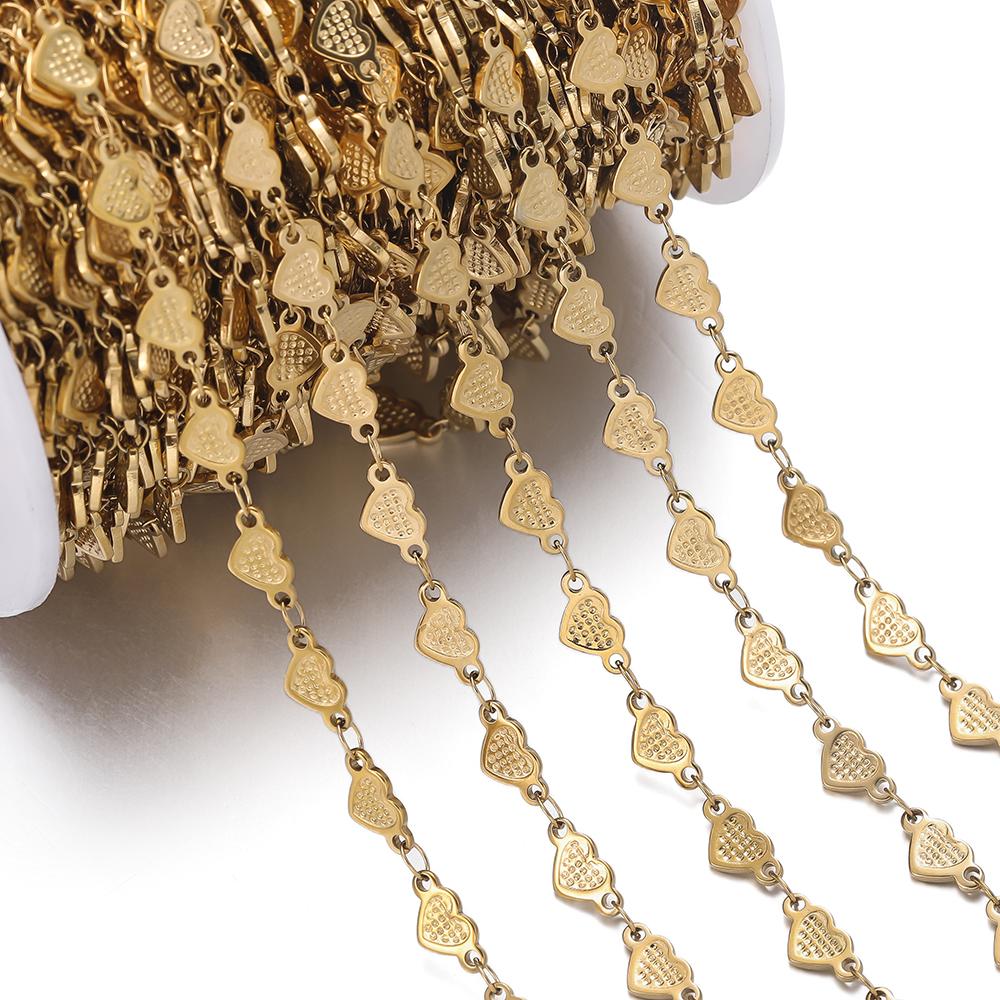 1Meter Stainless Steel Embossing Love Heart Leaf Oval Star Moon Link Chains Necklace Bracelet Jewelry Making DIY Chain Supplies