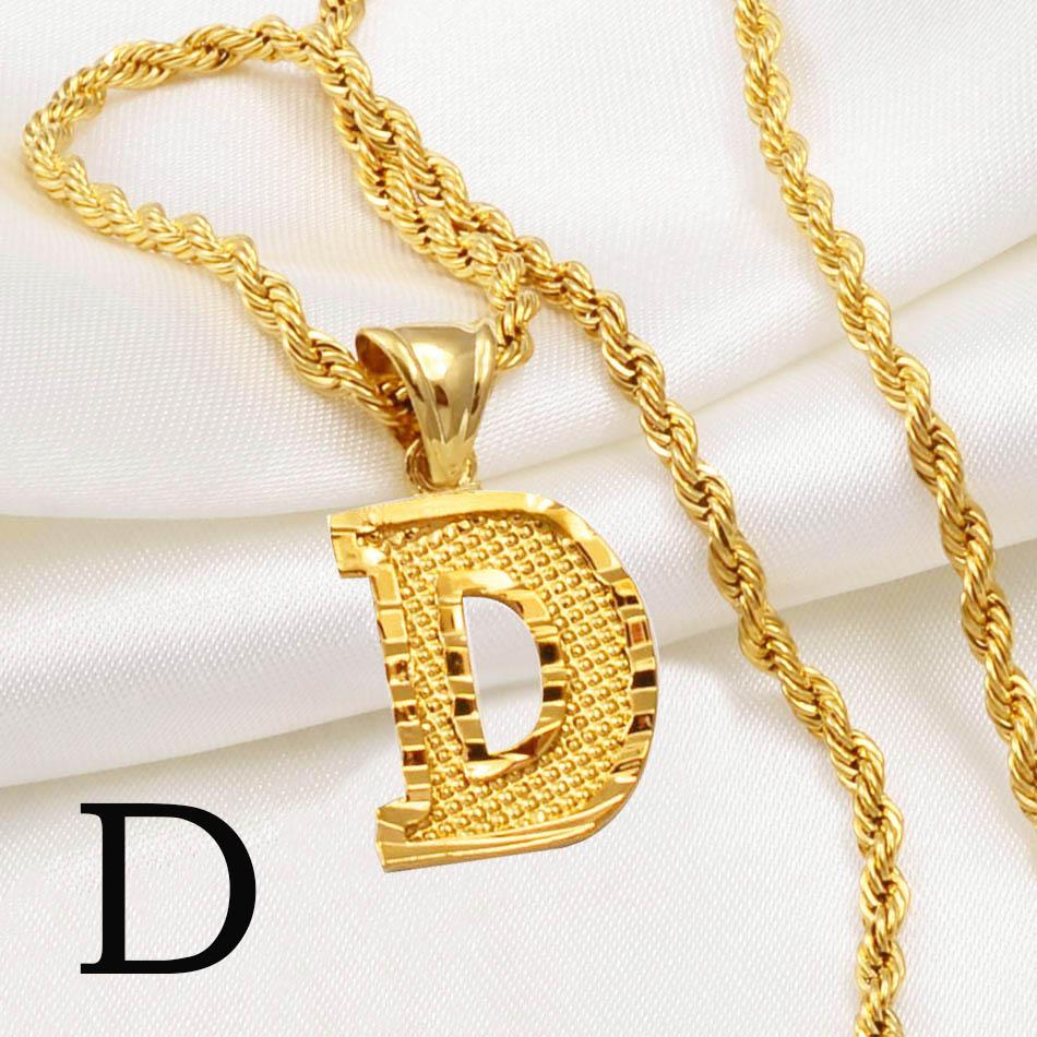 Anniyo AZ Letters Kettingen Dames Heren Verguld Initial Hanger Touwketting Engelse Letter Sieraden Alfabet Afrikaans #058002B