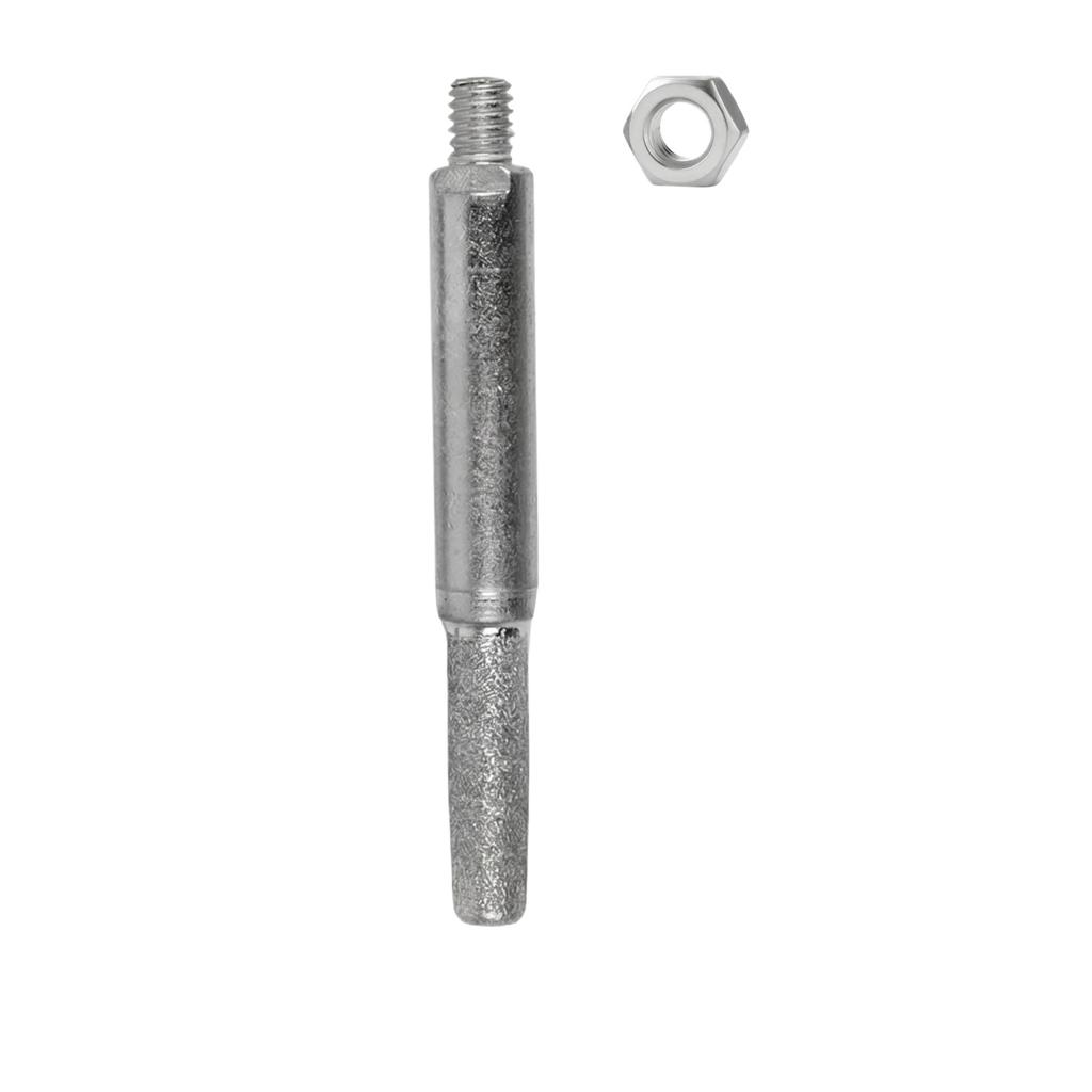 Grinding Head Replacement Tool for Chain Grinder Accessories Durable Metal Shaft with Threaded End and Hex Nut for Secure Attachment