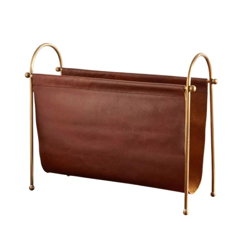 Retro Light Luxury Figurines Leather Magazine Storage Rack Living Room Storage Ornament Entrance Hall Decorative Ornaments