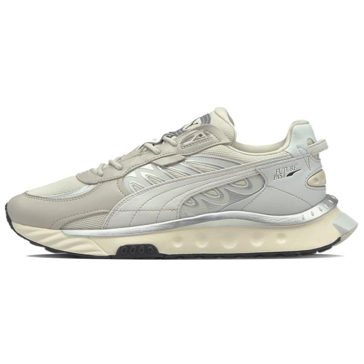PUMA Wild Rider Low-Top Running Shoes Ivory Gray Silver White Men s 381596-01 EU 36