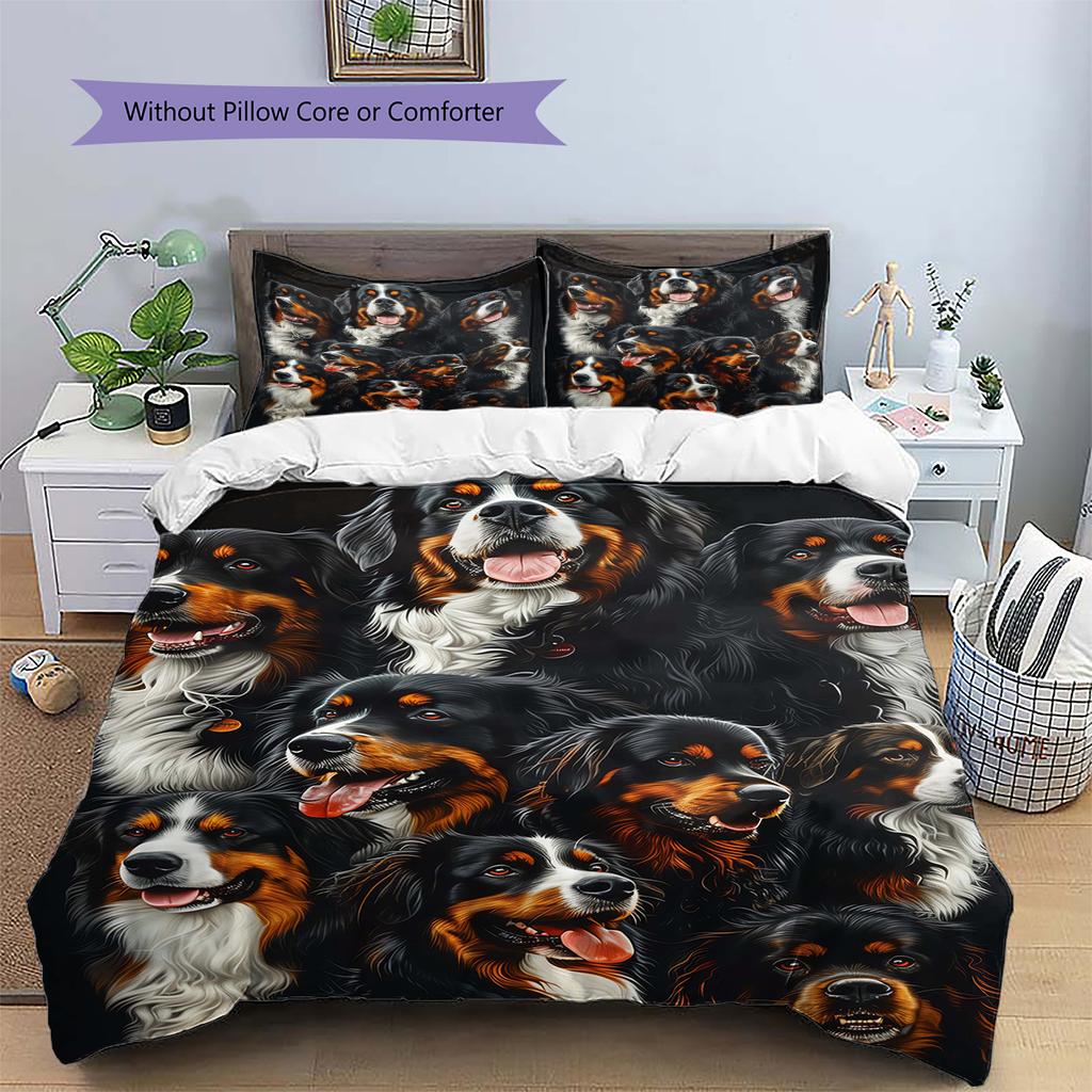 Set Copripiumino Trapuntato con Fantasia Cane di San Bernardo Federa Decorazione per la Casa Regalo (1 * copripiumino + 2 * federa, senza nucleo)