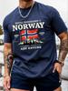 Vintage Norway Flag Mountain Print Tshirt Unisex Casual Short Sleeve Cotton Tee Adventure Streetwear Tops