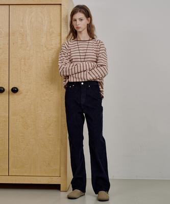 LOSSYROW Straight Corduroy Pants Dark Navy