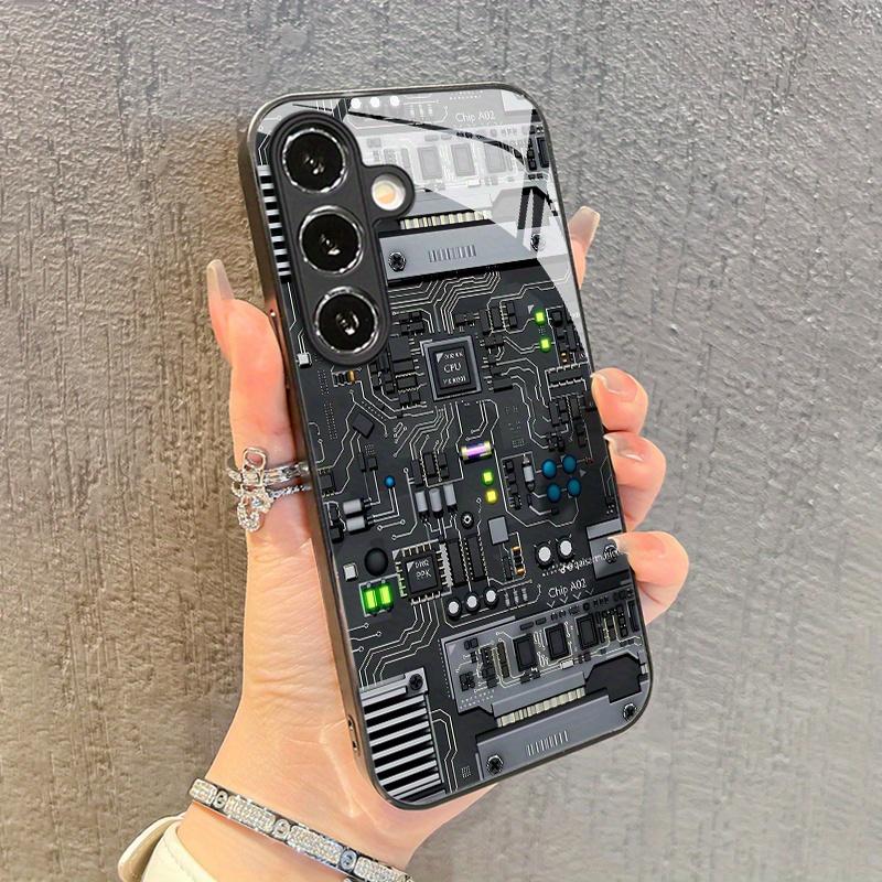 Mechanical creative pattern glass phone case suitable for Samsung Galaxy S26 S25 S24 S23 S22 S20 FE Ultra Plus anti drop