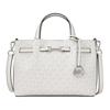 MICHAEL KORS Carson Silver Metal Logo Charm Coated Canvas Handbag Small Women's White