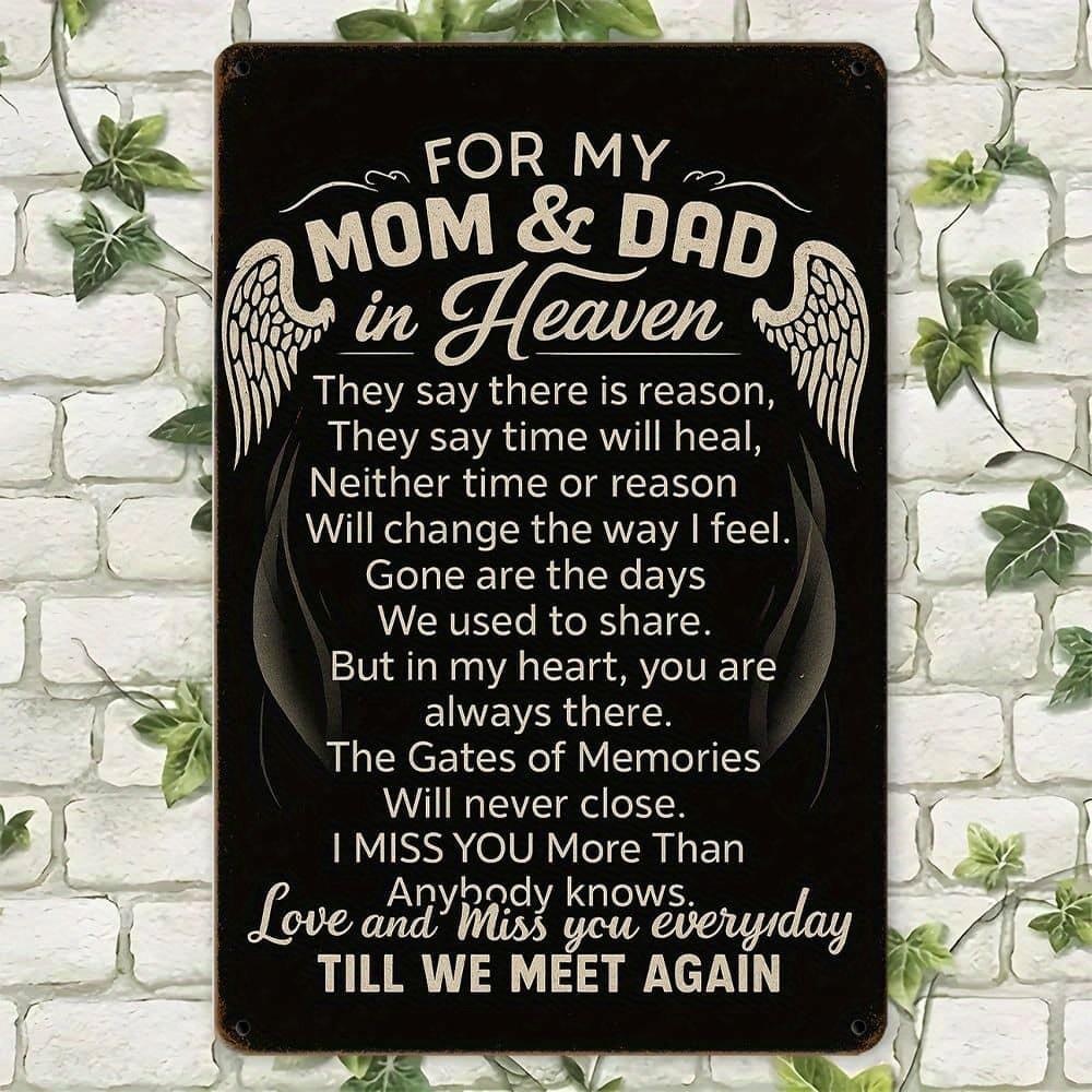 

Мемориальная металлическая табличка 12x8 Мои родители на небесах Металлическая табличка - Маленькая пеньковая веревка Украшение для кладбища, Кладбище Открытый чистый