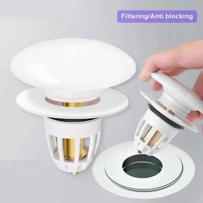 Durable Ceramics Bathroom Sink Plug Stopper Drain Stopper Anti-Odor Drain Filter Pressure Pop Floor Drain Hole Plug Universal