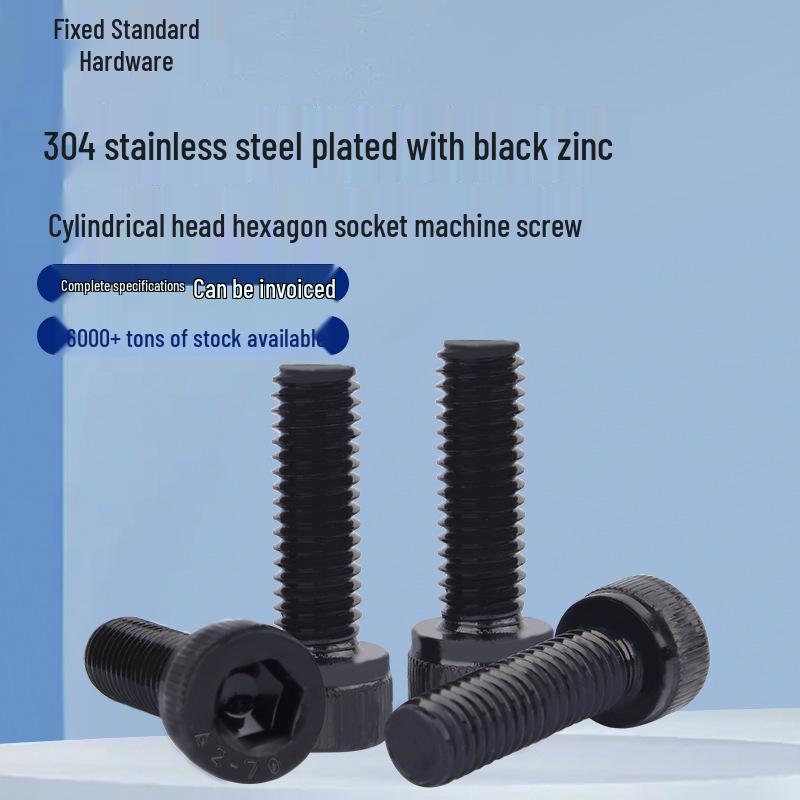 

Black Zinc Plated 304 Stainless Steel Cup Head Hex Socket Screws, DIN912, Cylindrical Head Machine Thread Bolts M2*5