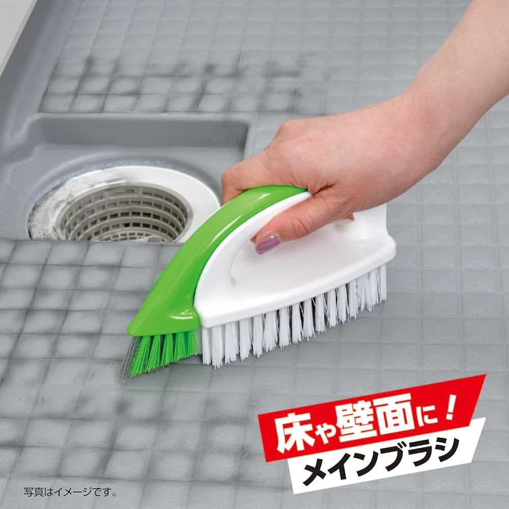 Japanese Product LEC Powerful Mold Remover 3-Way Bathroom Brush for Floor, Grout, and Drain