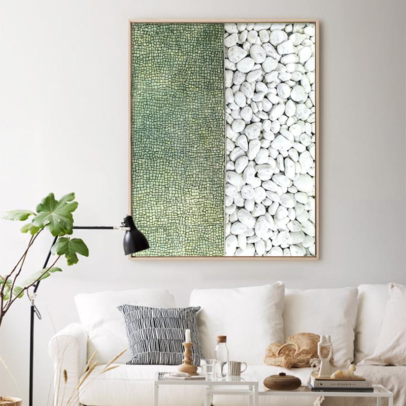 Refreshing Pebbles Plant Green Leaf Canvas Poster Simple Nordic Wall Art Painting Prints Modern Picture Living Room Home Decor
