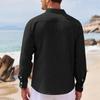 Men's Casual Long Sleeve Shirt Pullover Stand Collar Buttoned Henley Shirt Lightweight Relaxed Fit Top for Daily Wear