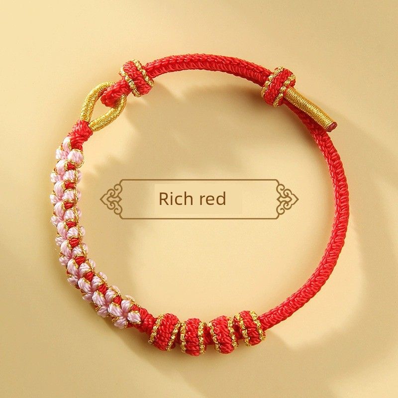 

Готовые женские браслеты «Сделай сам», привлекающие мужчин, для пар [Rich red Siping knot] 14-18cm/3mm