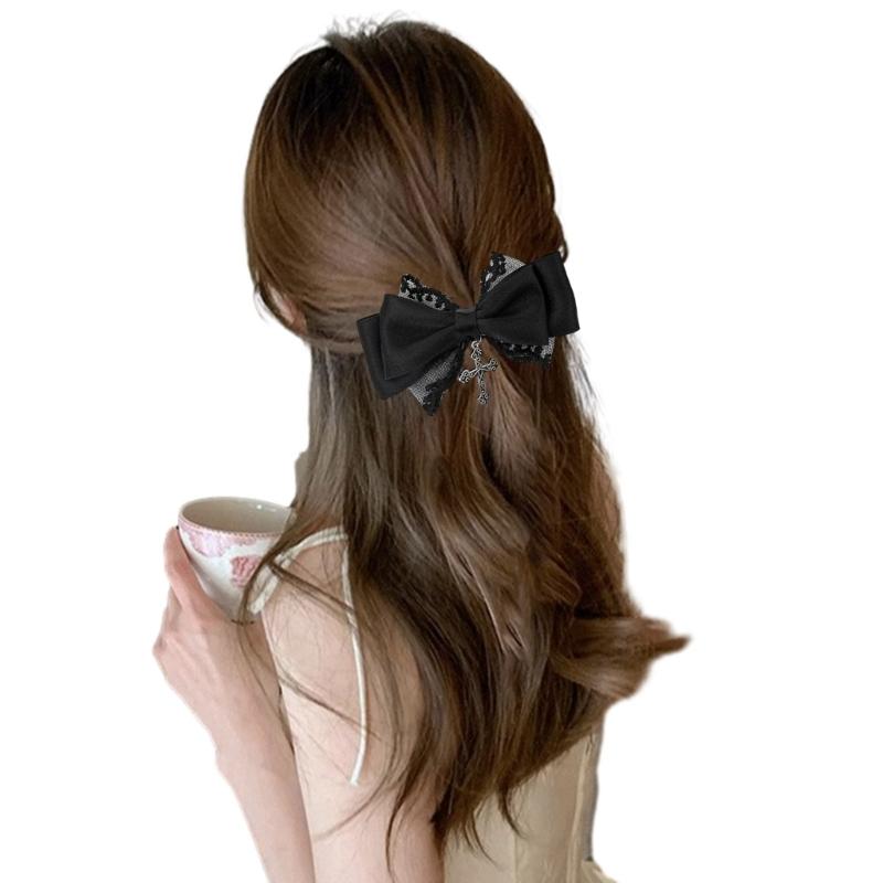 Bow Elegant Hair Clip Large Bowknot Sweet Lace Barrette Hairpin Women Lady