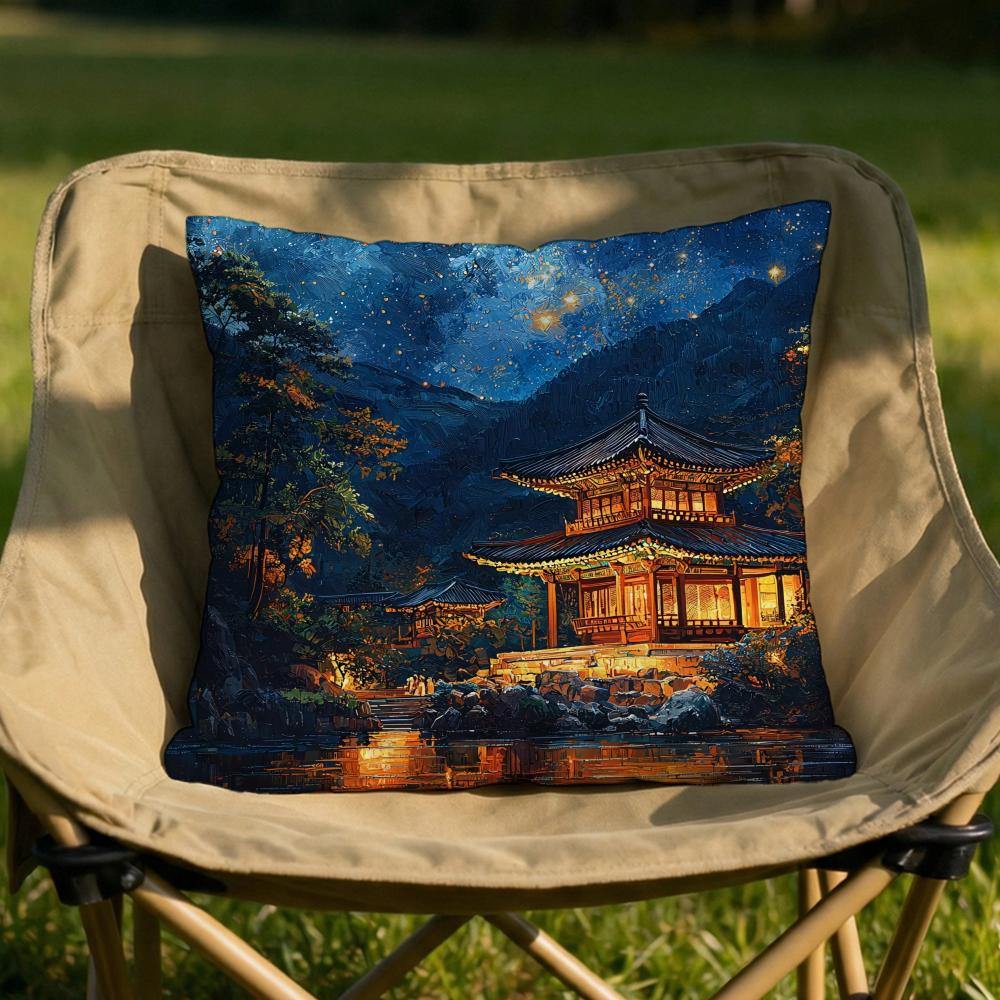 Korea Foguo Temple Cushion Cover Soft Reversible  Durable Pillow Cover  MultiScene Use for Home  Car Daily Comfort
