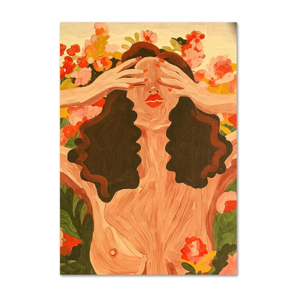 Vintage Fashion Girl Portrait Posters and Prints Paris Flower Wall Art Canvas Painting Wall Pictures for Living Room Decor Art