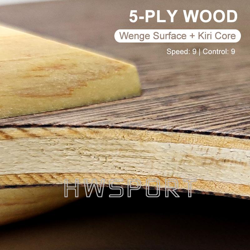 Lâmina de tênis de mesa SANWEI Dynamo 5 camadas de madeira para pingue-pongue, superfície wengué, núcleo Kiri para ataque rápido com direção em loop