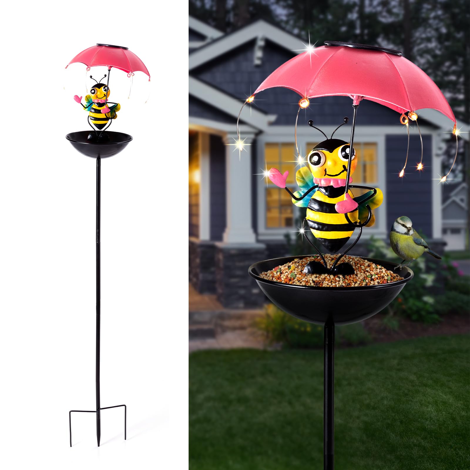 

Solar Garden Stakes Light With Bird Feeder Outdoor Waterproof Solar Lawn Lamp for Patio Backyard Pathway Landscape Vila Decor