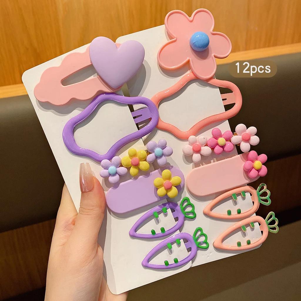 12 Sweet and Colorful Hair Clips, Korean Version BB Clip, Suitable for Daily Use As Hair Accessories