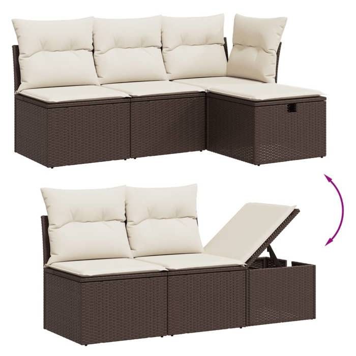VidaXL Salon de Jardin avec Coussins 6 pcs, Canapés de Terrasse, Ensemble de Meubles de Patio, Mobilier d'Extérieur, Marron 3263179