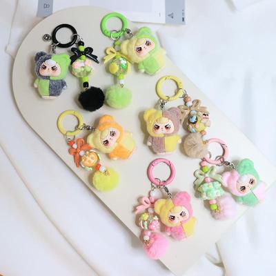 Mini Doll Keychain Cartoon Cute Three-Dimensional Doll Pendant Backpack Decoration Accessories Car Key Ring Gifts