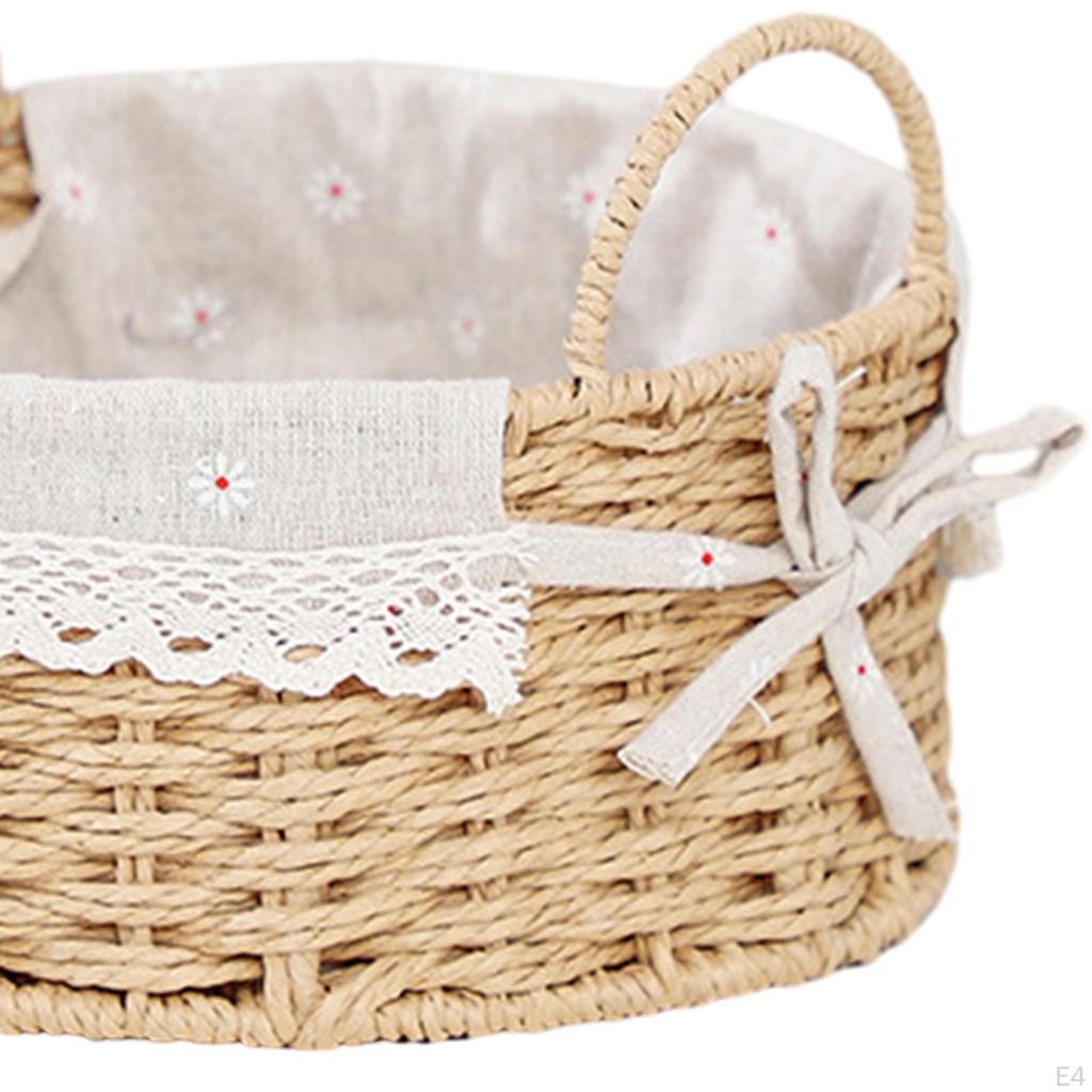 Handmade Storage Basket Cosmetic Box Handwoven Multipurpose Serving Desktop Sundries
