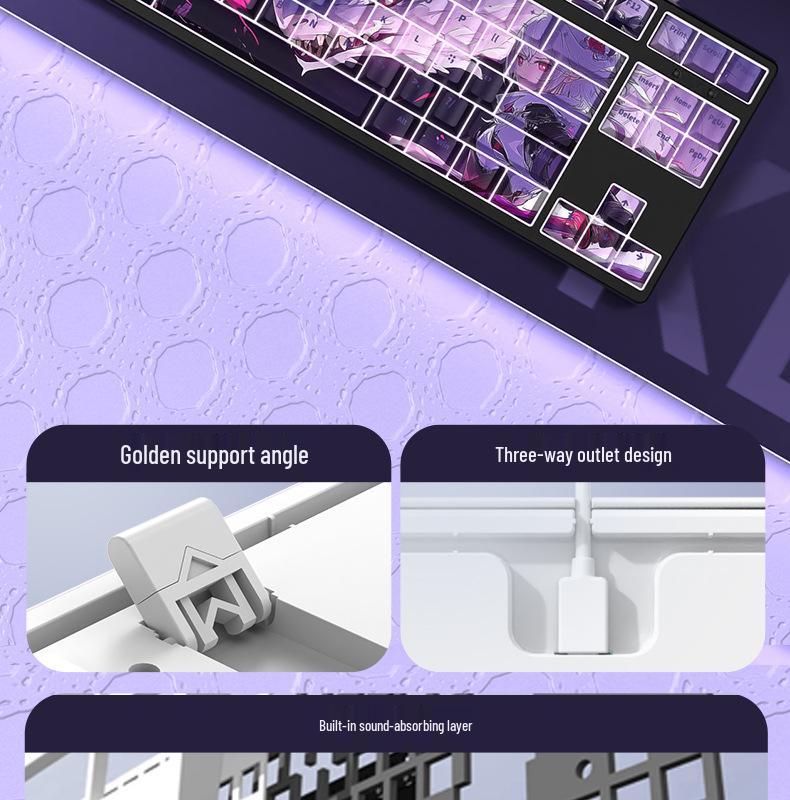 F87-Key Compact Silent Mechanical Gaming Keyboard for Girls - Customizable Design for Office and E-Sports