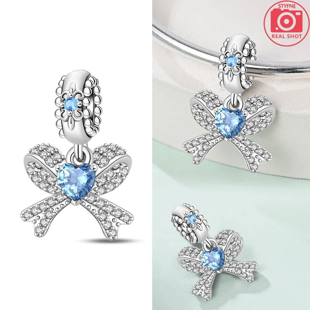 Oryginalne Miedziane Cyrkoniowe Koraliki w Kształcie Serca Kolorowy Kwiatek Kokarda Zawieszka Charms Pasuje do Bransoletki Naszyjnika DIY Wykwintna Biżuteria Prezent