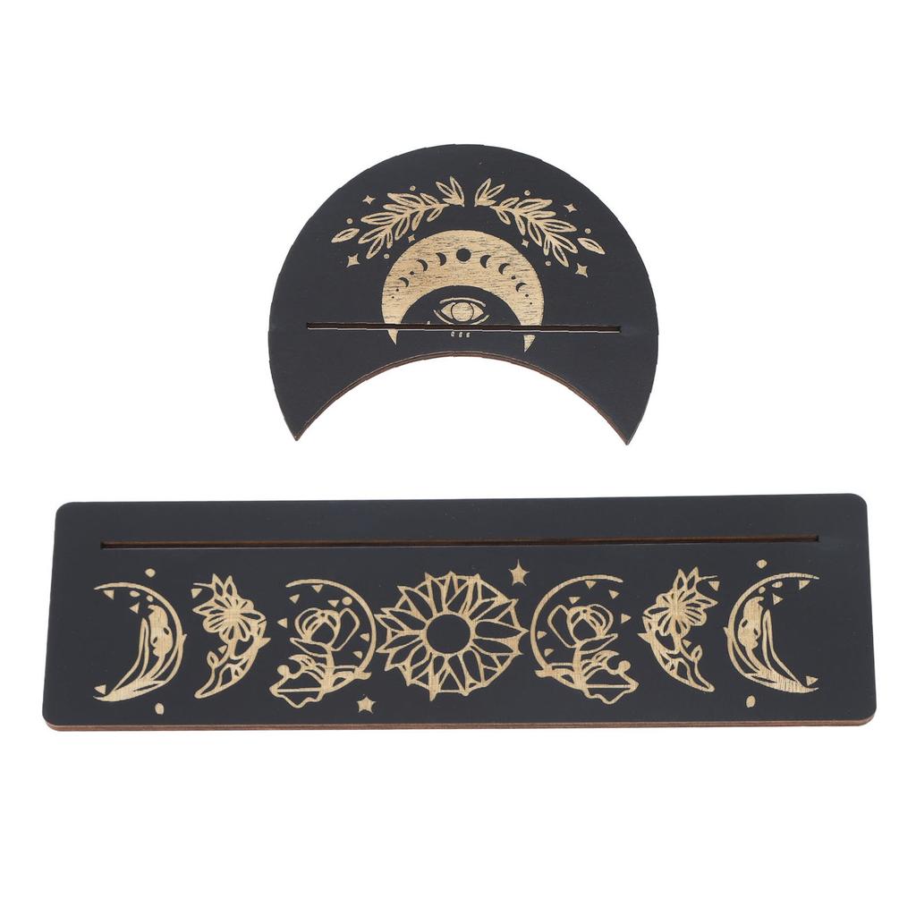 2-częściowy drewniany stojak na karty tarota w kształcie księżyca i prostokąta, drewniany stojak na karty tarota