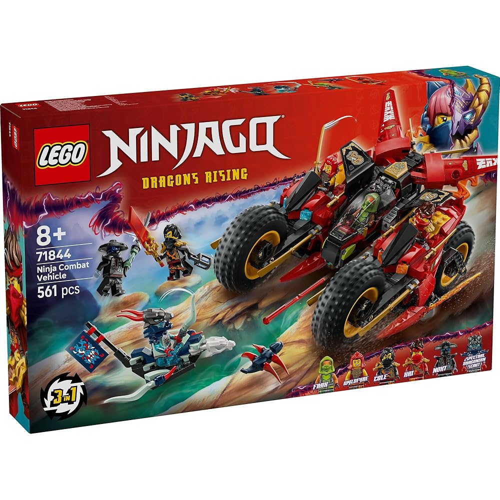 LEGO Ninjago Ninja Combat Vehicle Toy for Kids 8-10 Years Old Building Blocks Vehicle Playset 71844