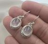 Rose Quartz Earrings 925 Sterling Silver Dangle Oval Gemstone Jewelry