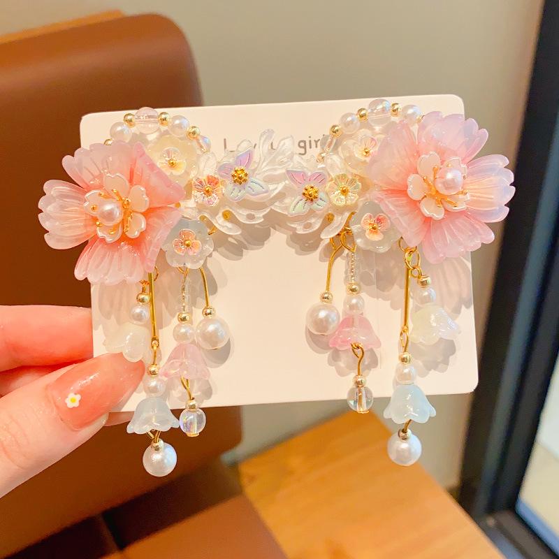 Kids' Classic Hanfu Hair Clip: Fairy Bow Tassel Hairpin for Girls