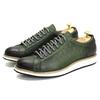 Fashion Men's European Style Casual Shoes Real Cow Leather Green Black Fashion Designer Luxury Croc Print Flat Street Footwear
