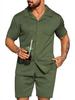 Men's Summer Casual Sportswear Set: Short Sleeve Cardigan & Shorts - Holiday Two-piece Set