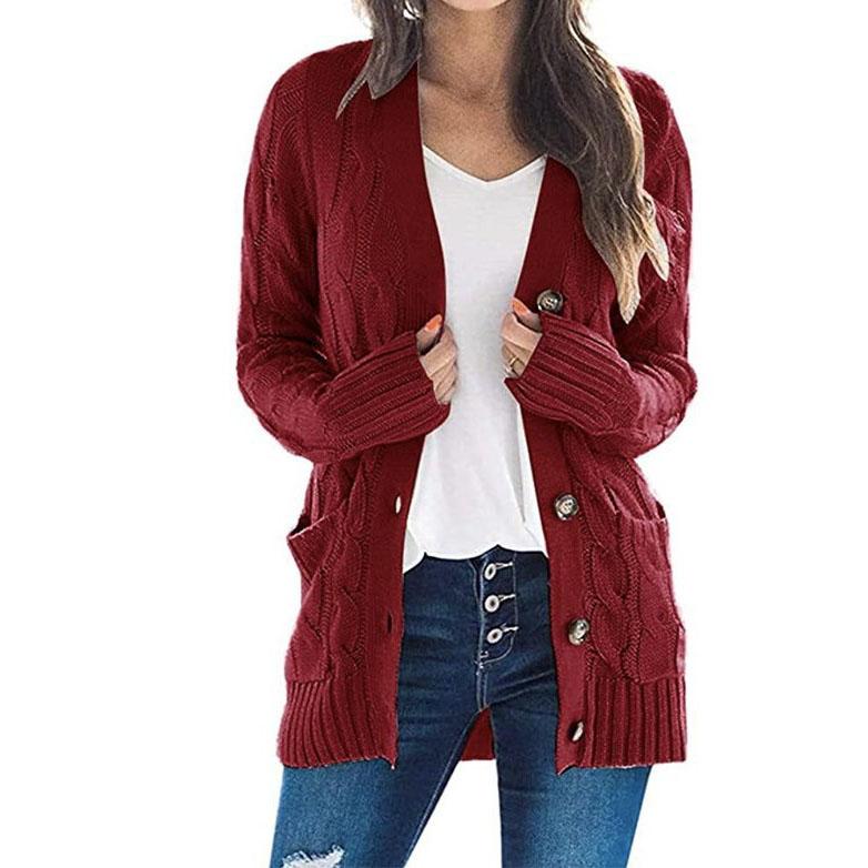 Women's Medium-Length Sweater Cardigan Hooded Jacket Fashionable Clothing From Europe and America