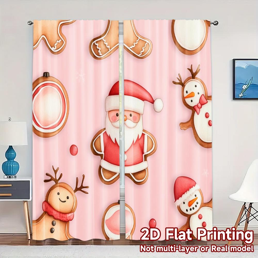 

2pcs,Curtains Christmas Cookies Cute (3) Popular Curtains&Window Treatment Versatile Polyester Fabric Curtains Decorations 52.50×116.00 CM 2pcs