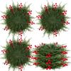 6 Pcs 15.75 Inch Christmas Greenery Placemats Artificial Winter Pine Placemat Pinecone With Red Berries Cedar Branch Place Mat D