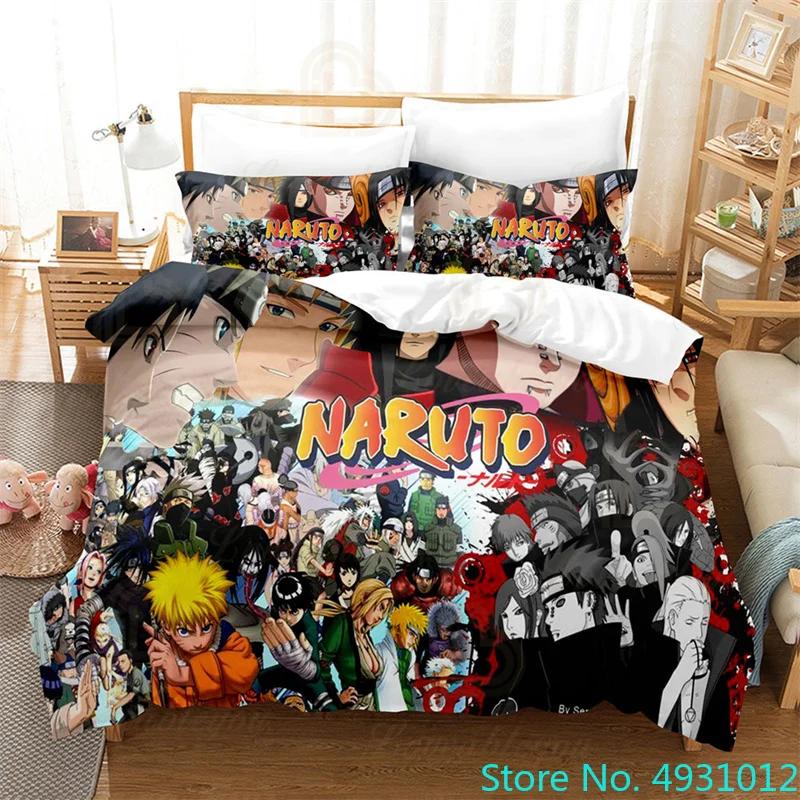 Kids Uzumaki Naruto Uchiha Sasuke Bedding Set Duvet Cover Quilt Cover Pillowcase Double King Size Bedroom Bed Cover Decoration