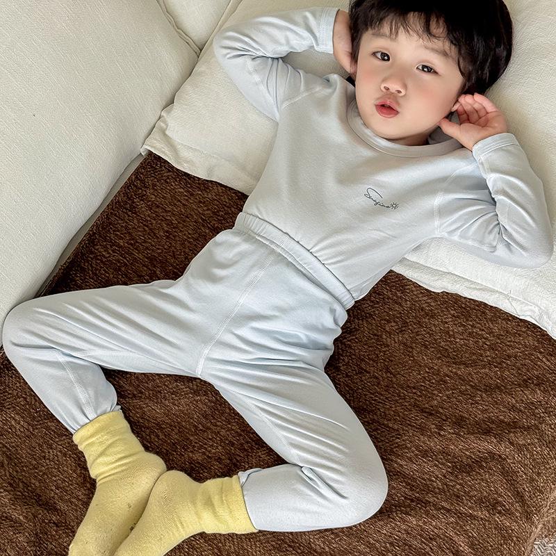 

Kids Lightweight Cotton Underwear Set - Autumn/Winter Pajamas for Elementary Students 110 (Height 105cm)