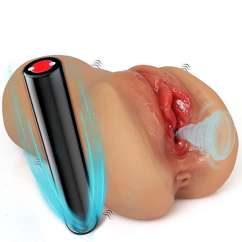 2 i 1 automatisk mannlig mastubrator realistisk vagina elektrisk lomme fittevibratorer 3D anal vaginal sexleketøy for menn onani