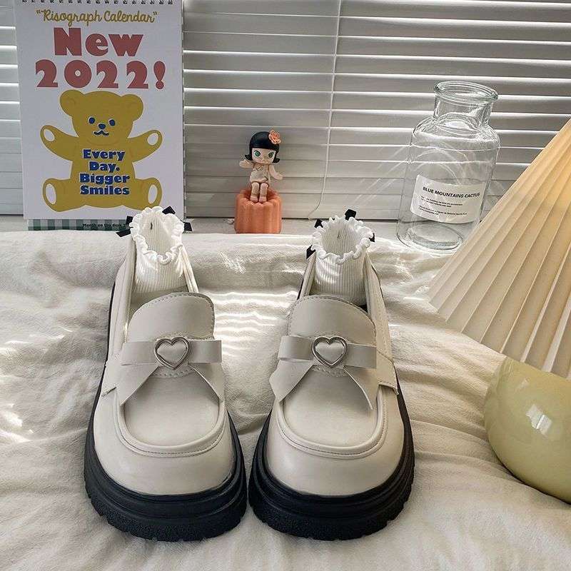 White Mary Jane small leather shoes women's autumn British style platform Japanese jk shoes cute versatile round head student single shoes