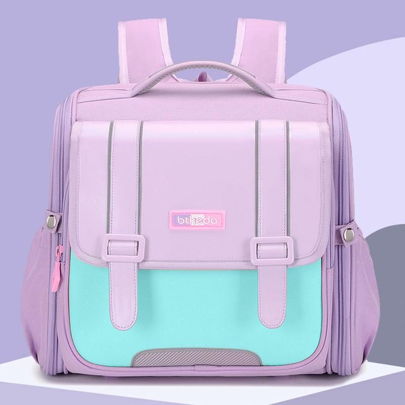 

British-Style Lightweight Backpack for Elementary Students: 1-4 Grades, Spine Protection, Large Capacity
