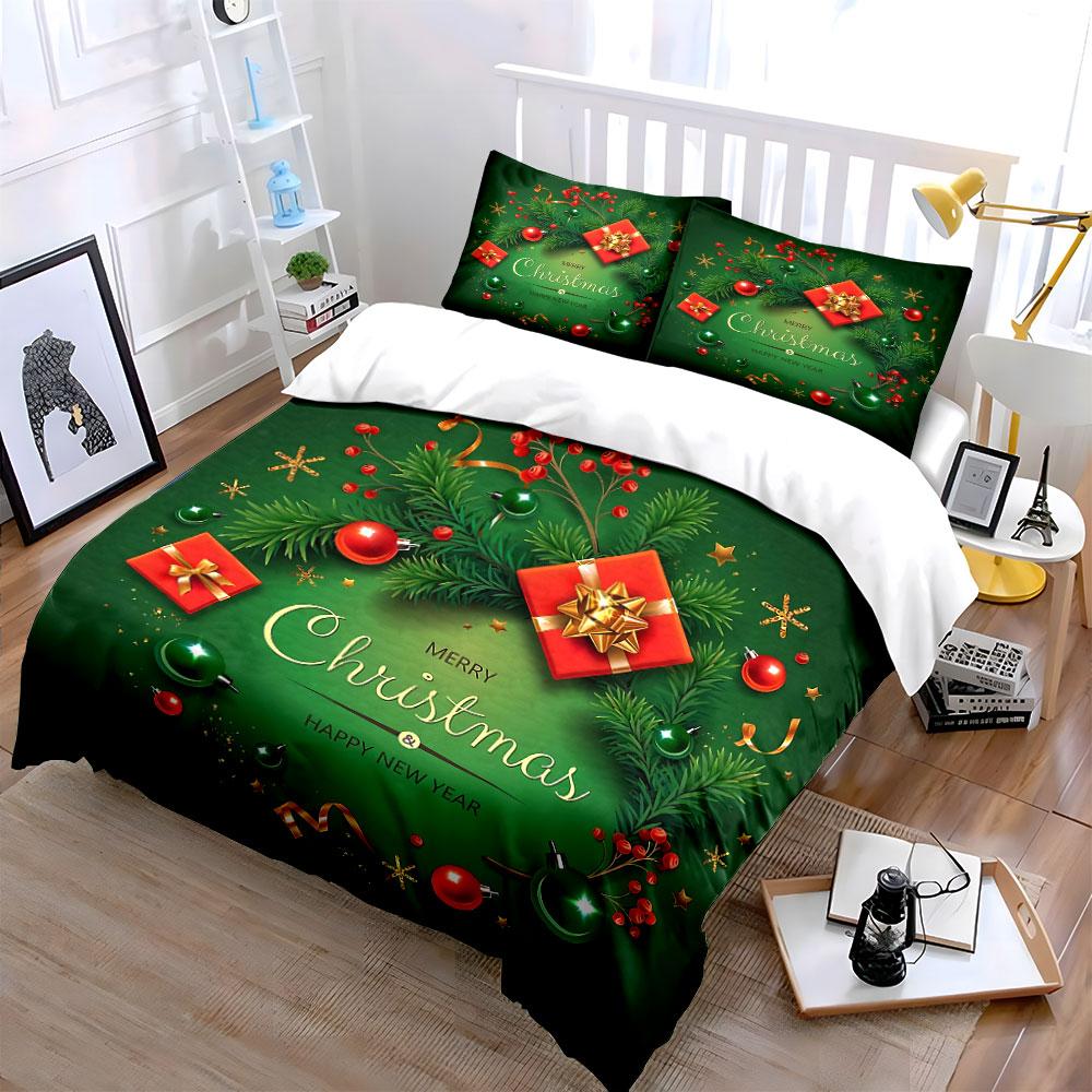 Christmas Tree Gift Decorations Bedding Duvet Cover Set Duvet Cover Pillowcases (1*Duvet Cover 2*Pillowcases, without duvet insert)